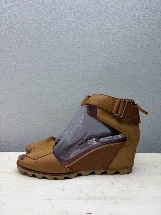 Sorel Shoes - Sorel Brown Leather Joanie ll Ankle Strap Wedge Sandals Size 10